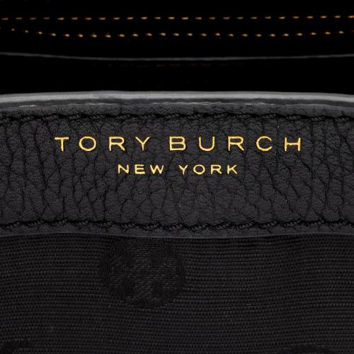 Tory Burch Britten Flap Shoulder Bag Medium Britten Gray in Pebbled Leather  with Silver-tone - US