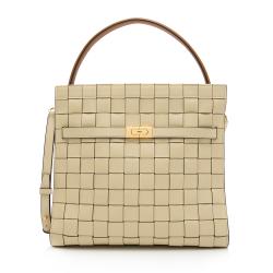 Tory Burch Lee Radziwill Leather Woven Double Satchel