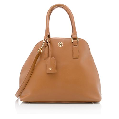 Tory Burch Brown Leather Robinson Dome Satchel Tory Burch