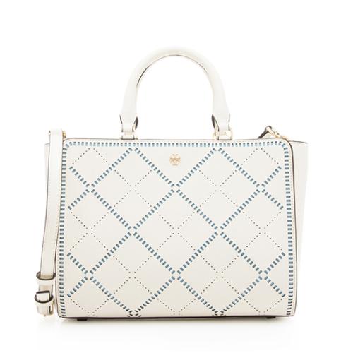 Tory Burch Saffiano Perforated Robinson Zip Tote