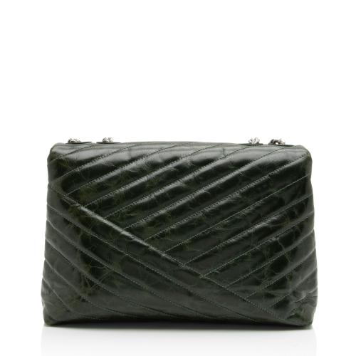 Tory Burch Glazed Chevron Leather Kira Large Shoulder Bag