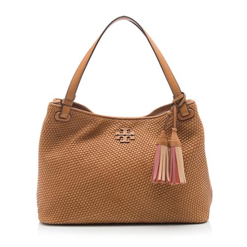 Tory Burch Woven Leather Thea Center-Zip Tote - FINAL SALE
