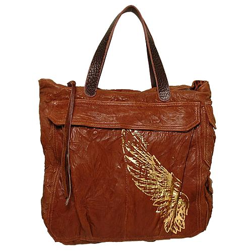 Tylie Malibu Tobacco Flight Bag with Gold Wing Handbag
