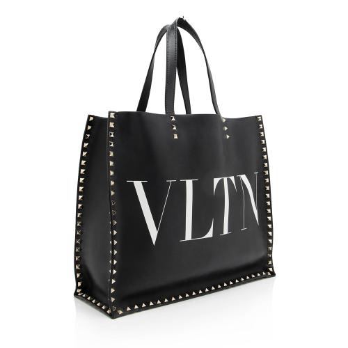 Valentino Calf Leather Rockstud VLTN Convertible Tote