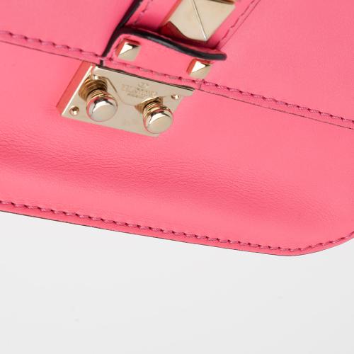 Valentino Calfskin Glam Lock Medium Shoulder Bag