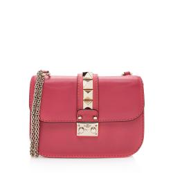 Valentino Calfskin Glam Lock Small Shoulder Bag