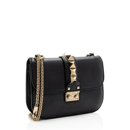 Valentino Calfskin Glam Lock Small Shoulder Bag