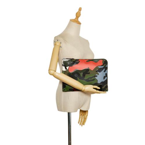 Valentino Camouflage Canvas and Leather Clutch Bag
