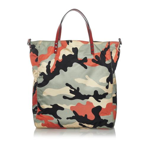 Valentino Camouflage Nylon Tote Bag