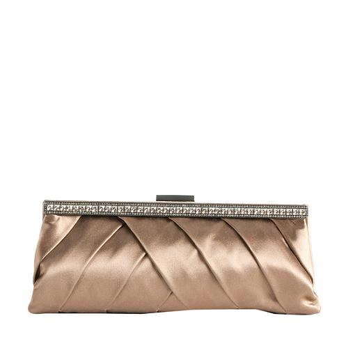 Valentino Crystal-Trimmed Pleated Satin Clutch