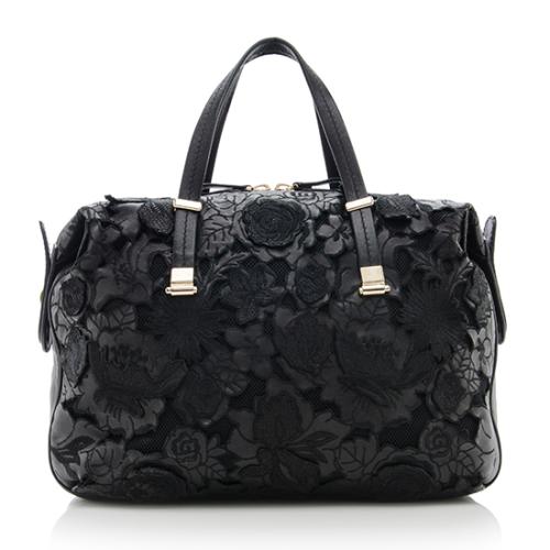 Valentino Leather Floral Lace Tote