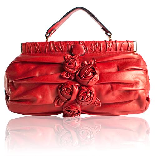 Valentino Jardin Rose Framed Satchel Handbag