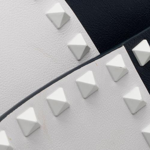 Valentino Lambskin Colorblock Rockstud Top Handle Shoulder Bag