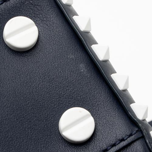 Valentino Lambskin Colorblock Rockstud Top Handle Shoulder Bag