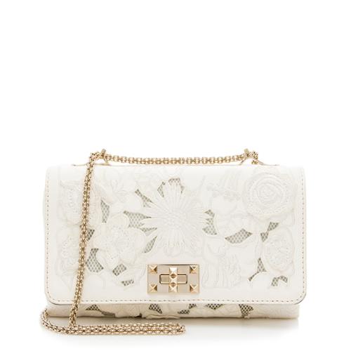 Valentino Leather Cut Out Lace Shoulder Bag 