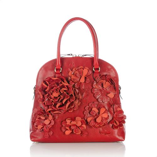Valentino Leather Floral Dome Satchel
