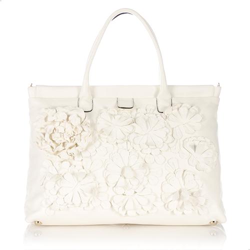 Valentino Leather Floral Large Tote