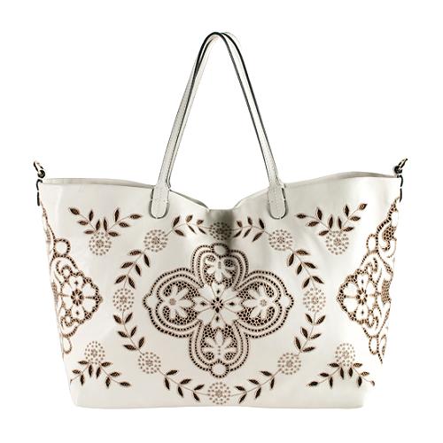 Valentino Leather Glamorous Lace Tote