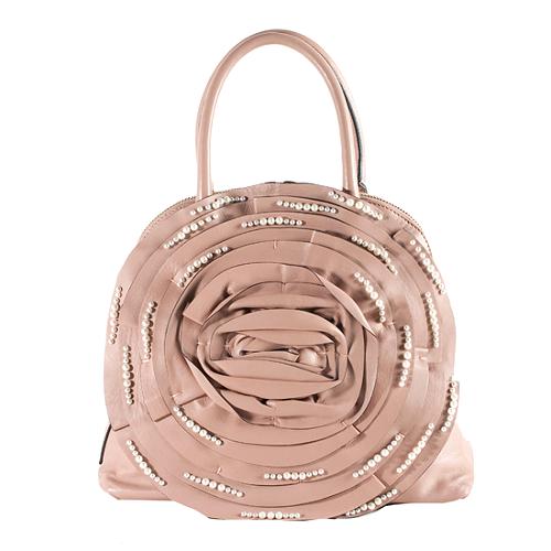 Valentino Leather Petal Dome Satchel Bag