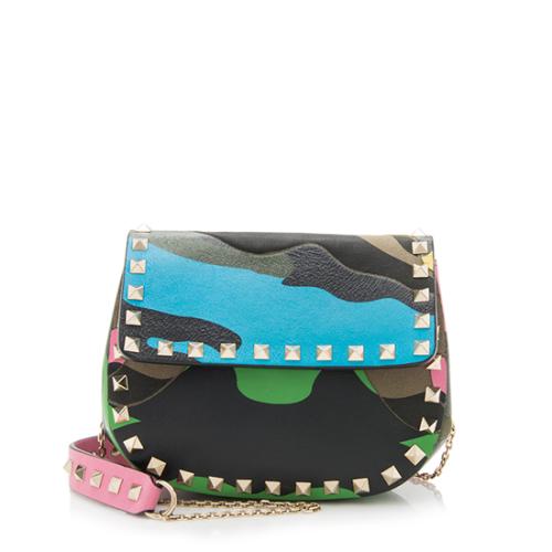 Valentino Leather Psychedelic Camouflage Rockstud Crossbody