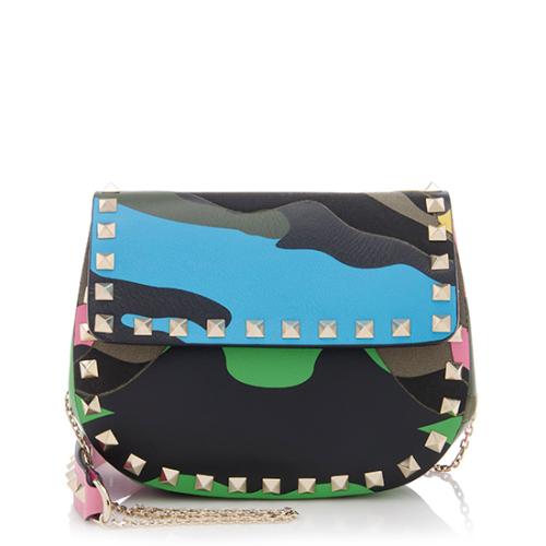 Valentino Leather Psychedelic Camouflage Rockstud Crossbody