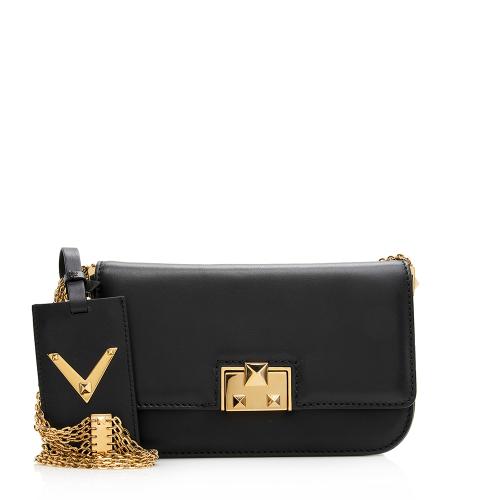 Valentino Leather Rockstud Glam Lock Shoulder Bag
