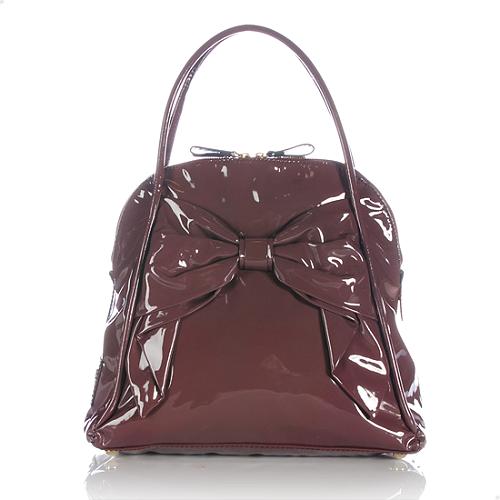 Valentino Patent Leather Bow Dome Satchel