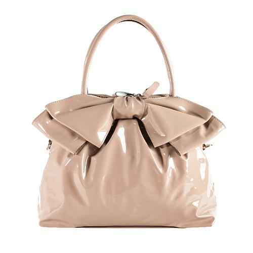 Valentino Patent Leather Lacca Bow Dome Satchel Bag