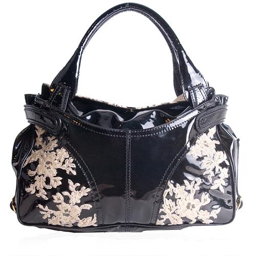 Valentino Patent Leather Urban Lace Satchel Handbag