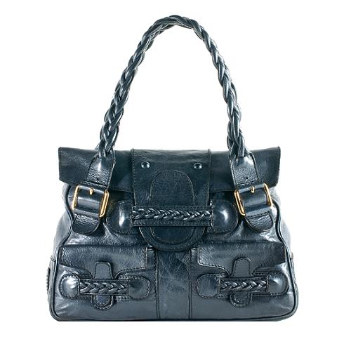 Valentino Pearlized Patent Leather Histoire Satchel Handbag