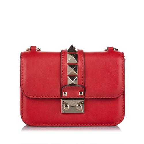 Valentino Rockstud Glam Lock Leather Crossbody Bag