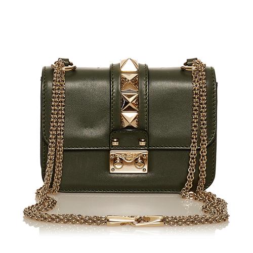 Valentino Rockstud Glam Lock Leather Crossbody Bag