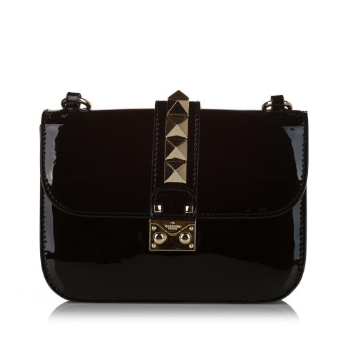 Valentino Rockstud Glam Lock Patent Leather Crossbody Bag