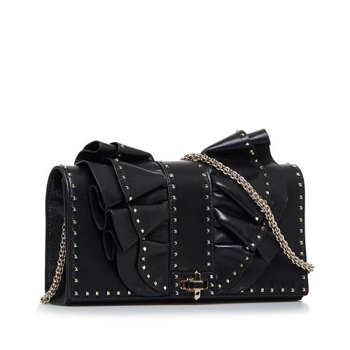 Valentino Black Very V Ruffle Rockstud Crossbody Leather ref.893447 - Joli  Closet