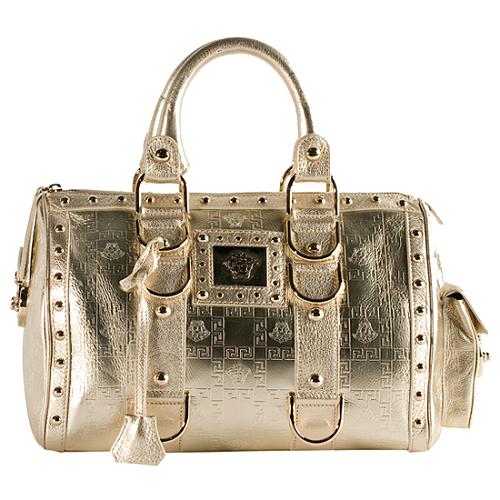 Versace Embossed Leather 'Snap Out Of It' Satchel Handbag