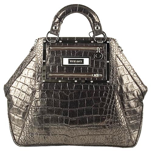 Versace Leather Embossed Croc Tote