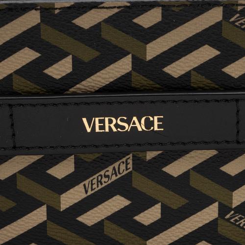 Versace Leather La Greca Zip Pouch