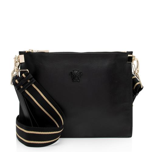 Versace Leather Palazzo Medusa Zip Clutch Crossbody Bag