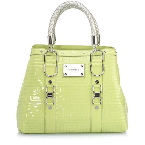 Versace Medium Patent Leather Satchel Handbag