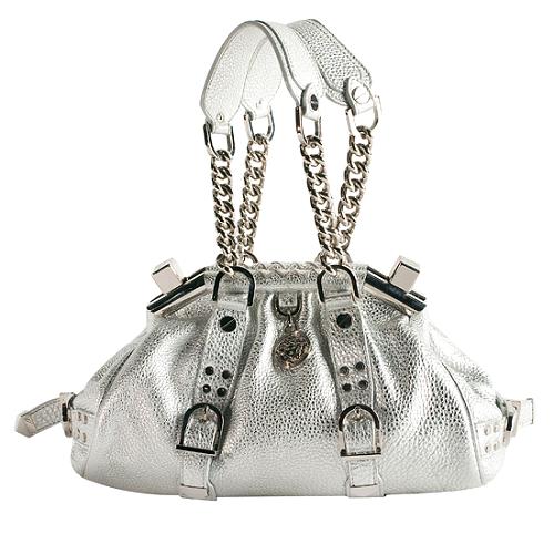 Versace Metallic Framed Satchel Handbag
