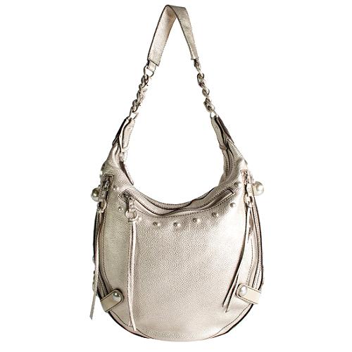Versace Metallic Leather Large Hobo Handbag