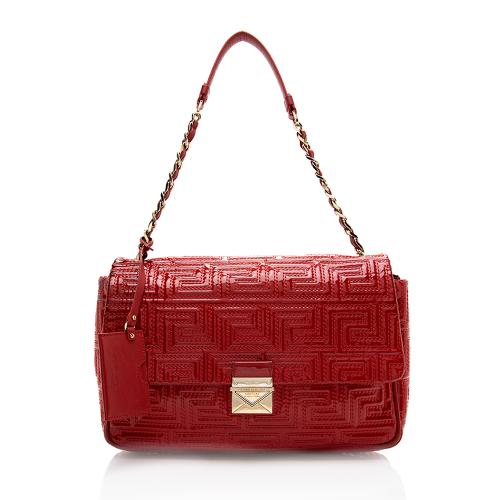 Versace Quilted Patent Leather Shoulder Bag