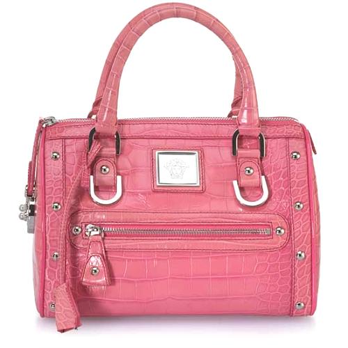Versace Small Madonna Leather Embossed Satchel Handbag