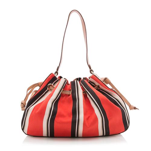 Kate Spade Canvas Striped Drawstring Shoulder Bag