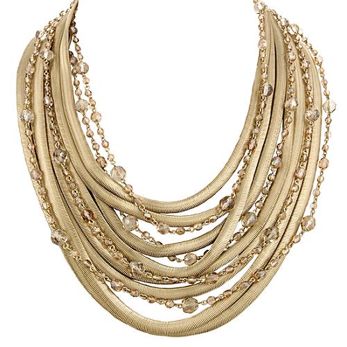 A.B.S. by Allen Schwartz Multi Row Gold Snake Chain Torsade Necklace