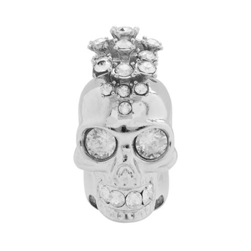 Alexander McQueen Crystal Skull Mowhawk Ring - Size 7