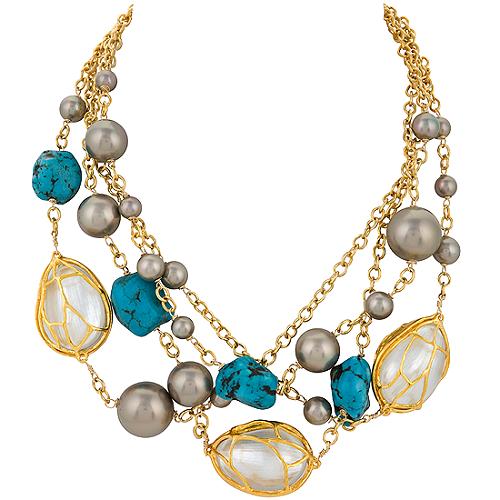 Alexis Bittar 4 Strand Pearl Cage Necklace