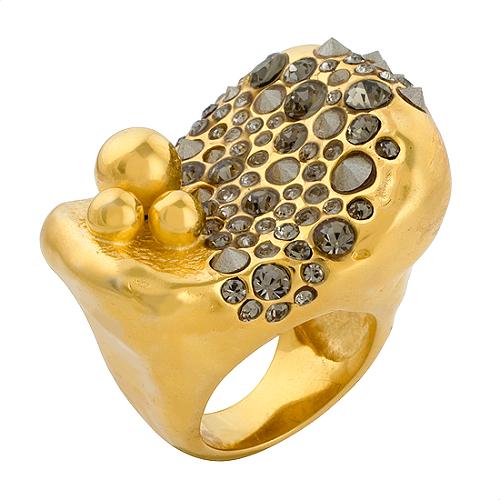 Alexis Bittar Large Gold Crystal Encrusted Cocktail Ring