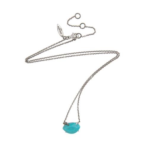 Alexis Bittar Sterling Silver White Sapphire Small Turquoise Necklace
