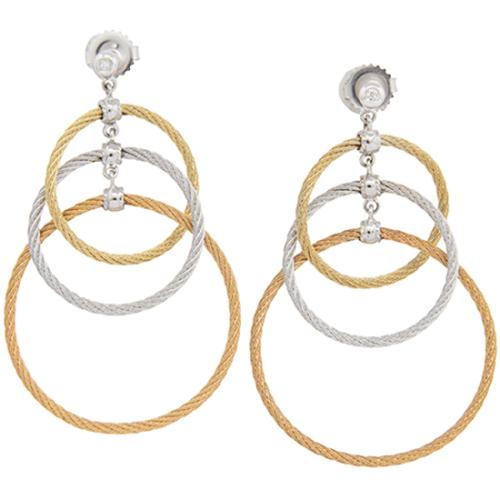 Alor 18kt White Gold Sterling Silver Tricolor Cable Earrings